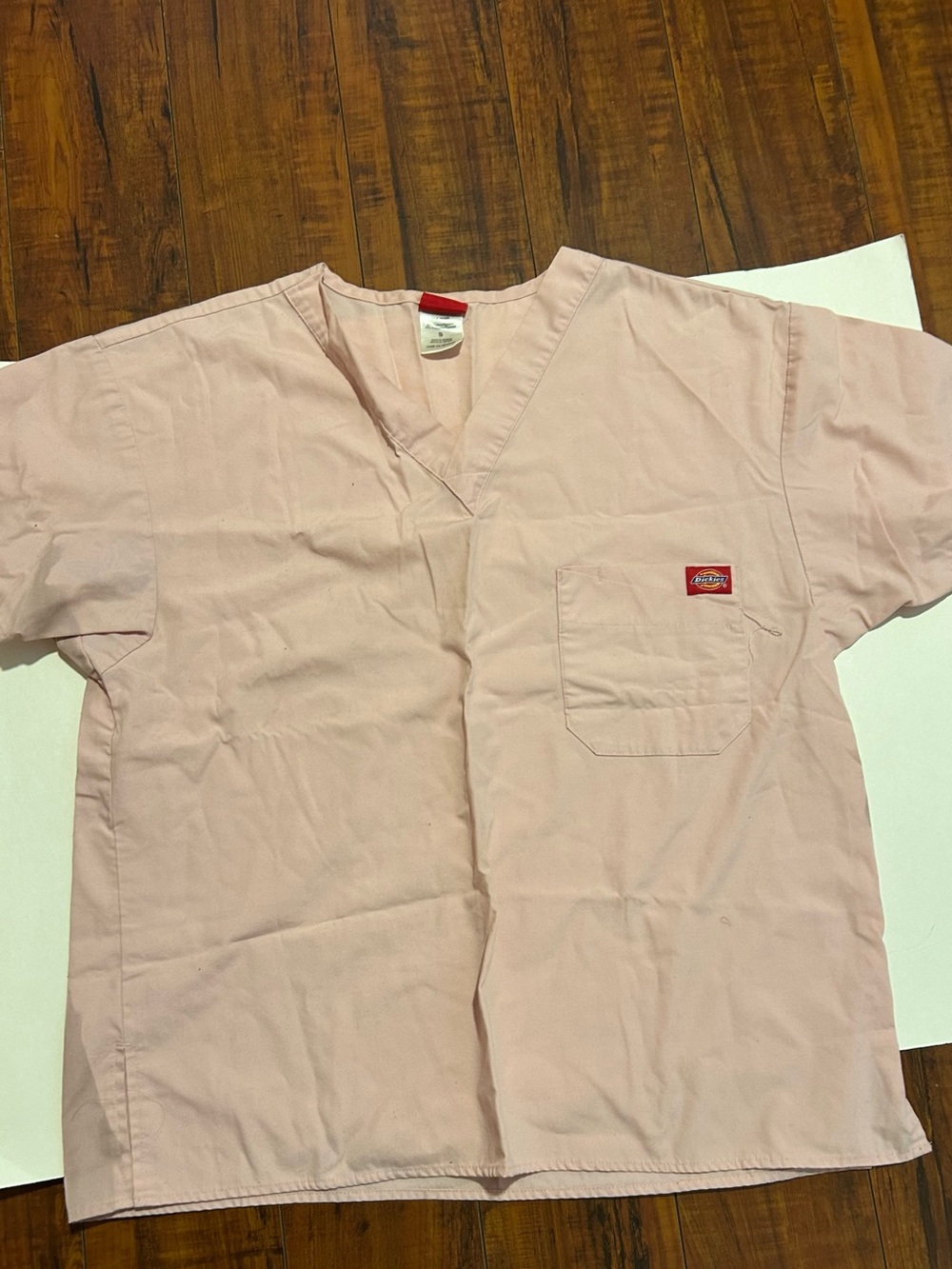 Dickies Light Pink Work Scrub Top with Logo Patch